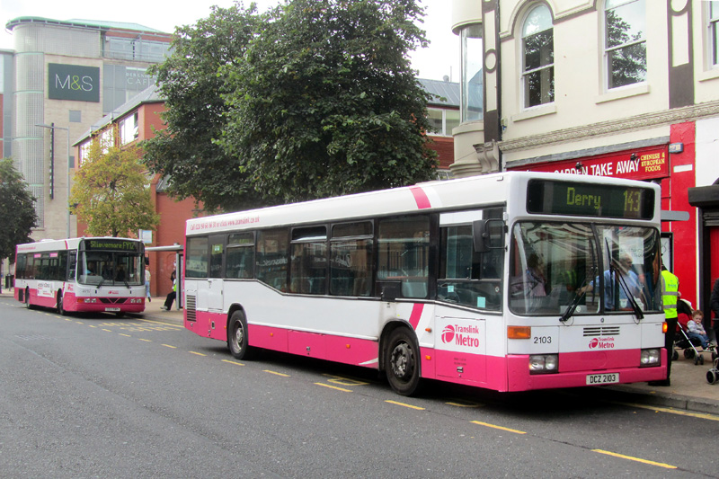 Mercedes 2103 and B10BLE 2815 now with Ulsterbus - Derry - Sep 2012 [ John Durey ]