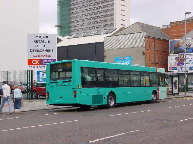 Volvo B10BLE 2764 - Metro base livery rear view - Belfast Sept 2004