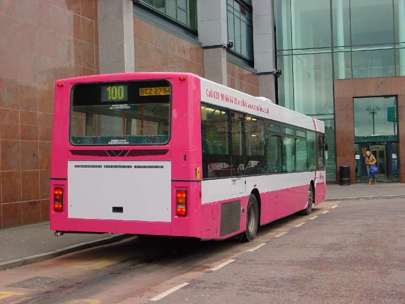 Volvo B10BLE 2794 rear view - Metro livery - Belfast Jan 2005