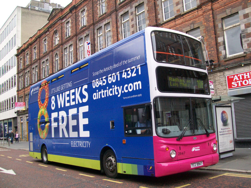 Volvo B7TL 2947 Airtricity Advert - Queen Street -  Aug 2013 [ Stephen McKinstry ]