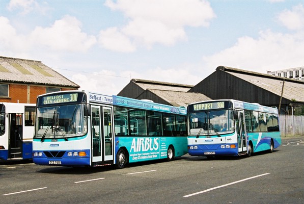 Darts 649/51 in revised Airbus livery at Great Victoria Street - July 2002